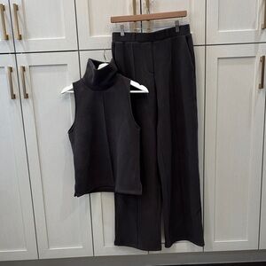 OGL Black Wide Leg Pants and Sleeveless Top Set